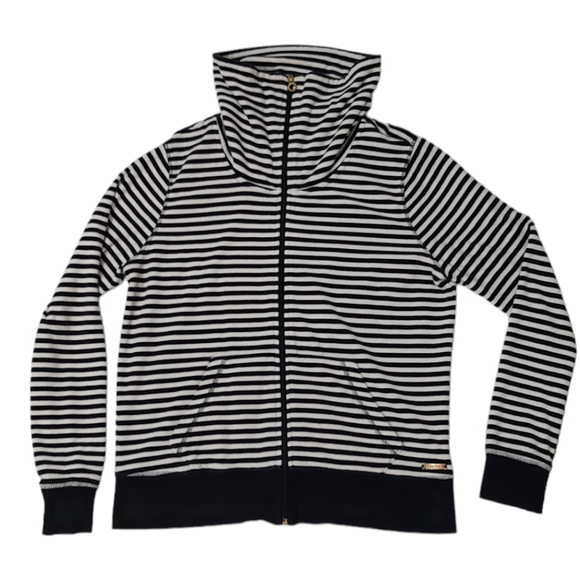 Calvin Klein Performance Sweater Jacket Terry Velour Navy Off White XL Zip Up - Picture 10 of 10